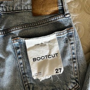 Low waisted flare bottom Rag & Bone light denim washed jeans